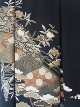 画像をギャラリービューアに読み込む, 西陣織 袋帯& 糸目刺繍 黒留袖 タックワンピース & ショール 橘 菊 梅 松 黒 金 9号~11号 M 裏地付き|着物リメイクあんえんkyoto(キモノリメイクアンエンキョウト)