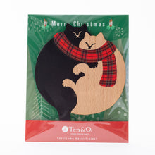画像をギャラリービューアに読み込む, 【クリスマス限定パッケージ】木製コースター・プレート|ねこまみれ〈じんわりグリーン〉|Ten&O Art+Craft(テンアンドオー アートクラフト)