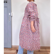画像をギャラリービューアに読み込む, ブロックプリントの割烹着ワンピース インド綿 1点モノ|かっぽう着屋(カッポウギヤ)|かっぽう着屋(カッポウギヤ)