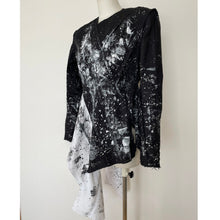 画像をギャラリービューアに読み込む, Men's patchwork shirt paint black- メンズパッチワークシャツ ペイント黒|Merci DIEU(メルシーデュー)