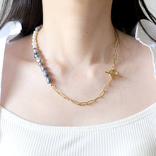 画像をギャラリービューアに読み込む, ブレスレットにもなる!サージカルステンレスチェーンと2style淡水パールのハーフネックレス|FT2 works(エフティーツーワークス)