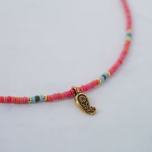 画像をギャラリービューアに読み込む, 【2点セット】ビーズフリンジピアスとピューターチャームネックレス カーマインレッド (イヤリング変更可)ギフトボックス|Ahki Beadwork(アーキービーズワーク)