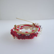 画像をギャラリービューアに読み込む, コロニーリースブローチ//ワインレッド|hanmmmo(ハンモ)