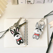 画像をギャラリービューアに読み込む, ハンドメイドレザー製キーホルダーチャーム WANCO・シュナウザーGRAY|WOODPEPE(ウードペペ)