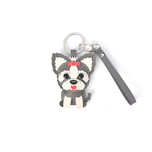 画像をギャラリービューアに読み込む, ハンドメイドレザー製キーホルダーチャーム WANCO・ヨークシャーテリアGRAY|WOODPEPE(ウードペペ)