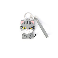 画像をギャラリービューアに読み込む, ハンドメイドレザー製キーホルダーチャーム NECO・サバトラ|WOODPEPE(ウードペペ)