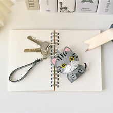 画像をギャラリービューアに読み込む, ハンドメイドレザー製キーホルダーチャーム NECO・サバトラ|WOODPEPE(ウードペペ)