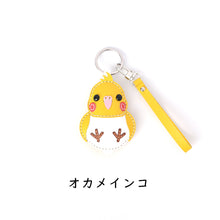 画像をギャラリービューアに読み込む, ハンドメイドレザー製キーホルダーチャーム COTORI②オカメインコWHITE×YELLOW|WOODPEPE(ウードペペ)