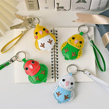 画像をギャラリービューアに読み込む, ハンドメイドレザー製キーホルダーチャーム COTORI②セキセイインコWHITE×BLUE|WOODPEPE(ウードペペ)