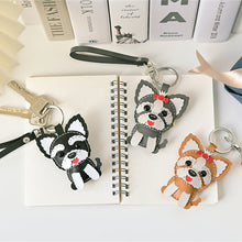 画像をギャラリービューアに読み込む, ハンドメイドレザー製キーホルダーチャーム WANCO・ヨークシャーテリアGRAY|WOODPEPE(ウードペペ)