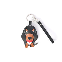 画像をギャラリービューアに読み込む, ハンドメイドレザー製キーホルダーチャーム WANCO・ダックスフンドBLACK|WOODPEPE(ウードペペ)