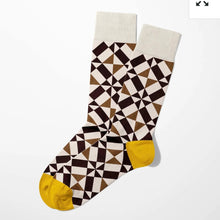 画像をギャラリービューアに読み込む, アズレージョ柄ソックス_Geomesic Brown|ポルトッカ