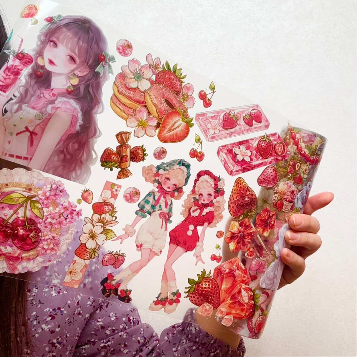 Strawberry Jewelクリスタルインク立体箔押しPETテープ20cm幅