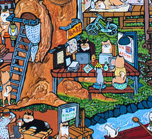 画像をギャラリービューアに読み込む, 柴犬と猫たちの秘密基地がポスターに｜yoshie moriuchi ARTWORKS（ヨシエモリウチアートワークス）
