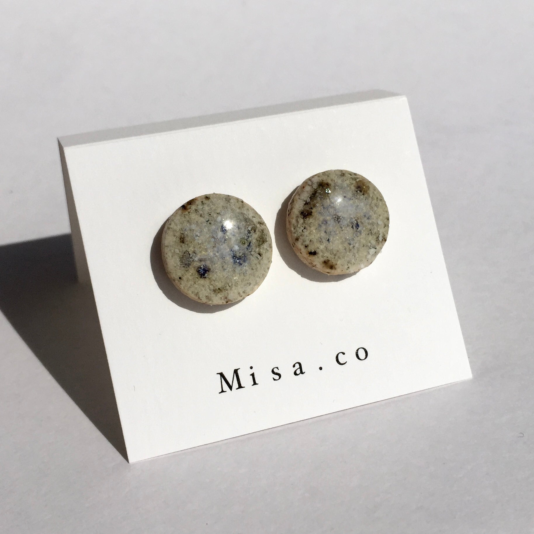 【一点物】原土ブレンド/クリスタルクリア◯陶器ピアス｜Misa.co（ミサコ）