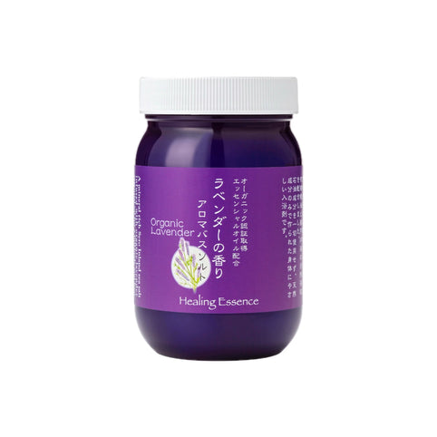 Healing Essence ラベンダーの香りアロマバスソルト【無添加 お肌にやさしい 天然成分】入浴剤 うるおい 温浴 420ｇ 計量スプーン付き｜Healing Essence（ヒーリングエッセンス）