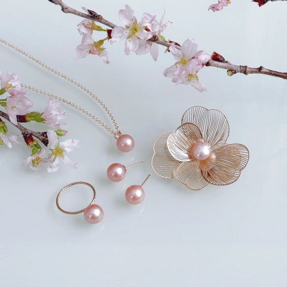 天然色ピンク淡水パールピアス/イヤリング｜SAKURA jewelry（サクラ