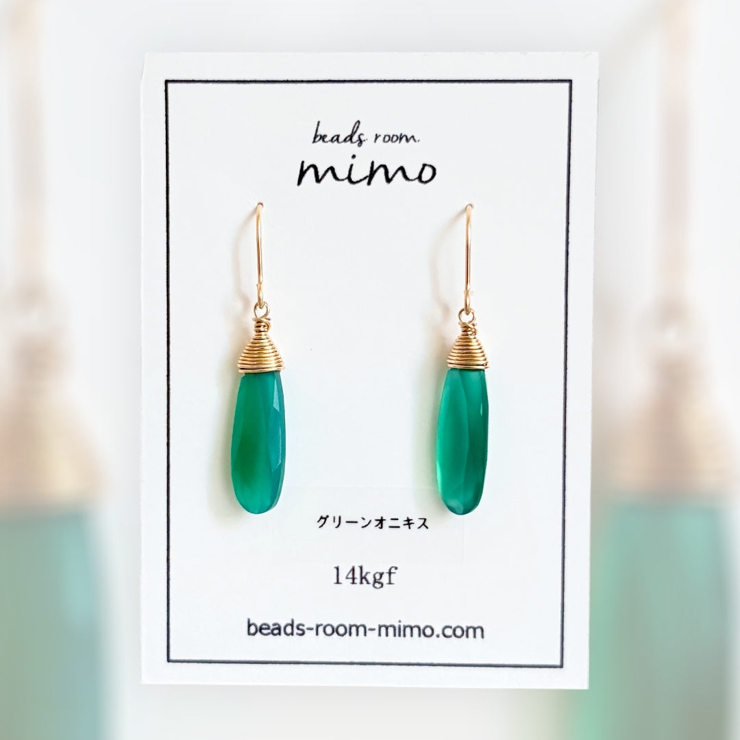天然石縦長しずくピアス｜beads room mimo（ビーズルームミモ）