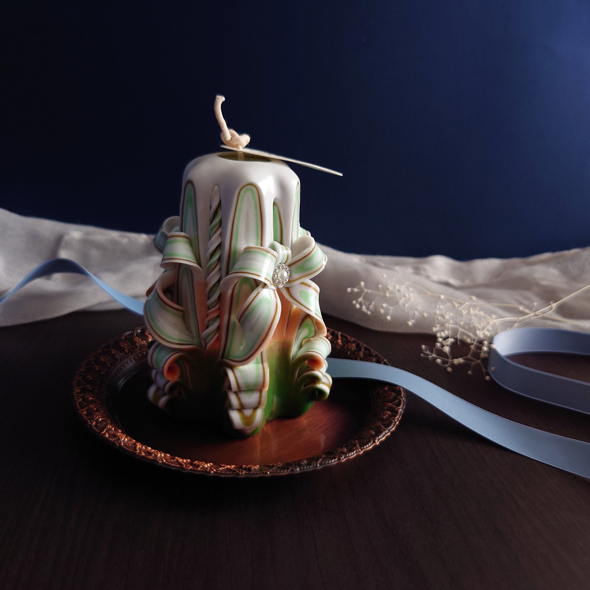 Romanceキャンドル オレンジ×モスグリーン｜COCOMONA（ココモナ