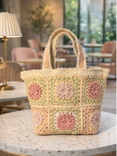 画像をギャラリービューアに読み込む, 春色お花モチーフバッグ｜M'S  CROCHET（エムズクロシェット）
