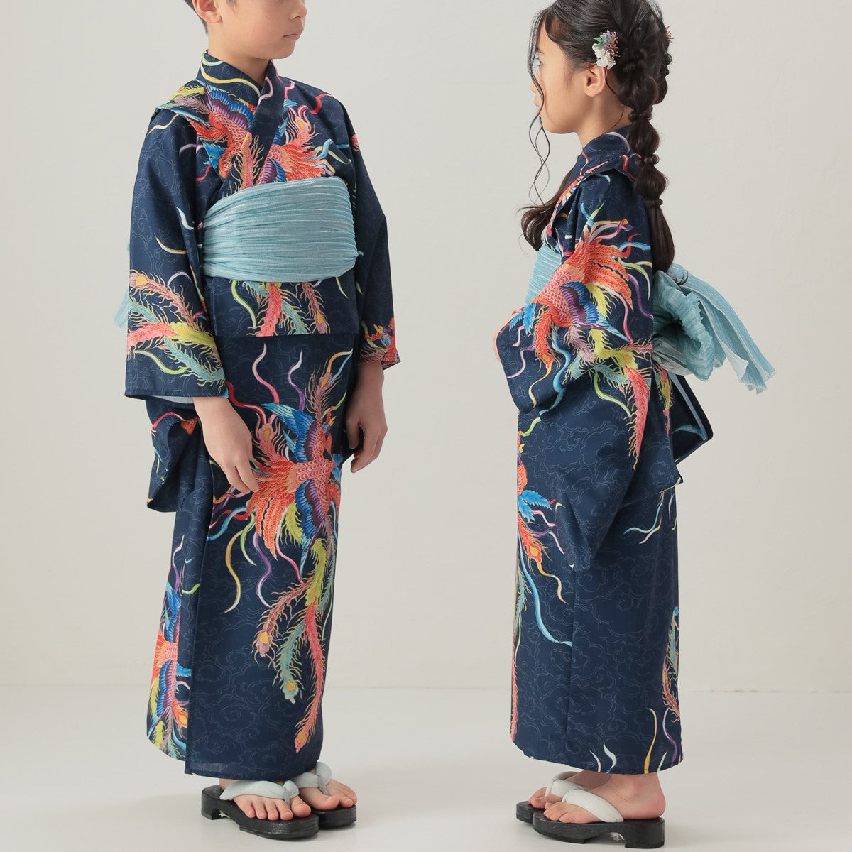 キッズ浴衣・帯セット【鳳凰】山崎大輝デザイン｜KUTANI×KIMONO
