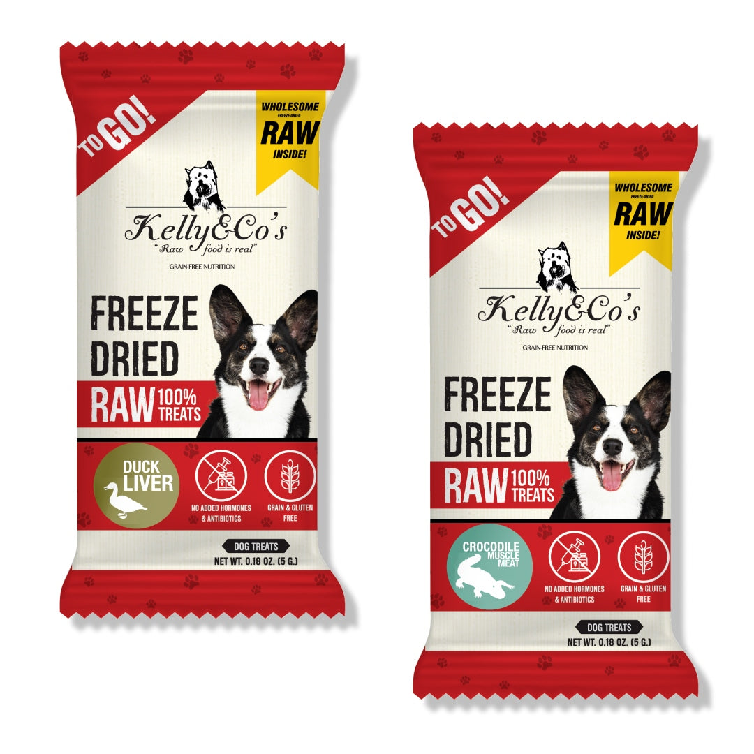 フリーズドライ犬用おやつお試しセット-クロコダイルマッスルミート（ワニ肉）・ダックレバー（鴨レバー）｜Kelly&Co's（ケリーアンドコー）