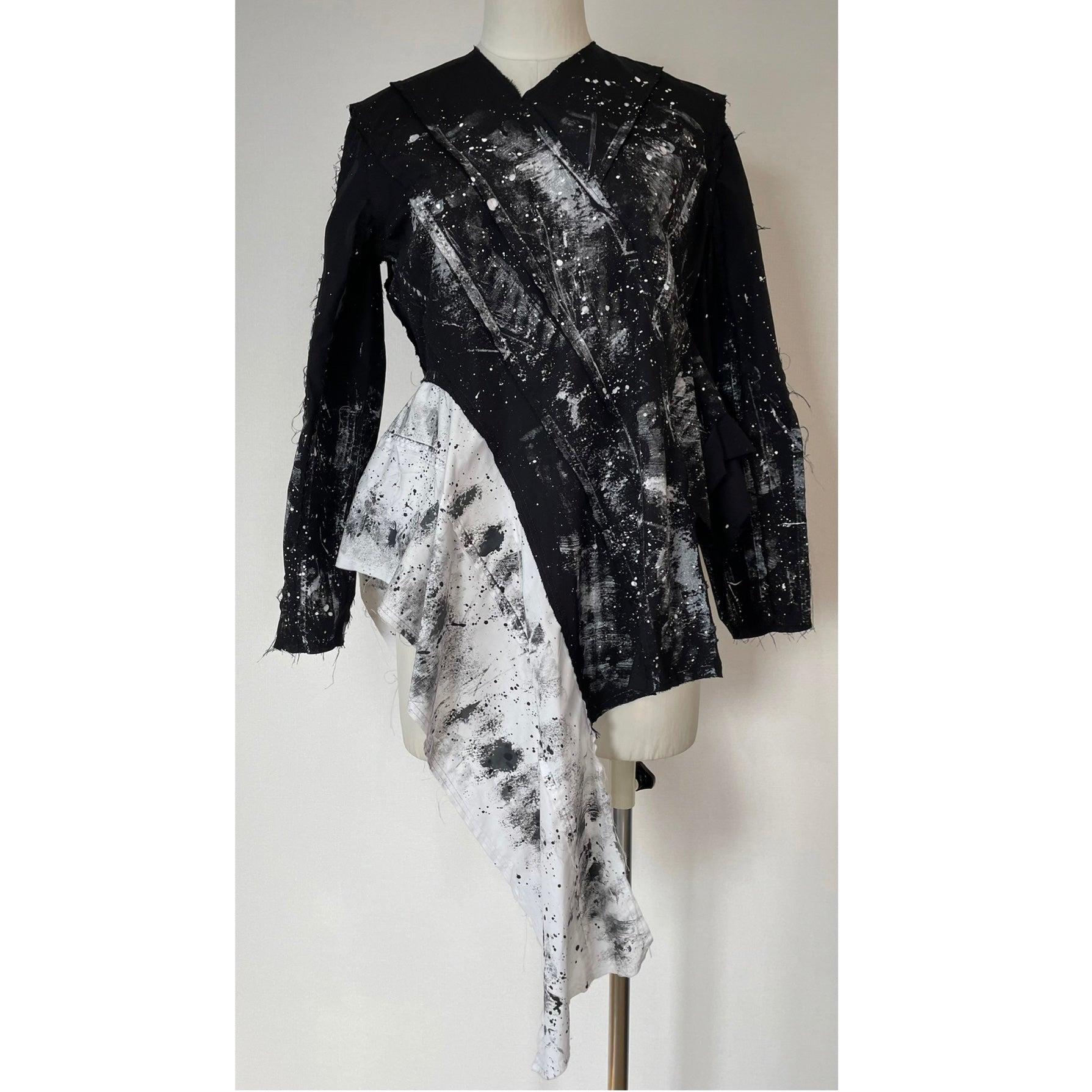 Patchwork shirt paint black - パッチワークシャツ　ペイント黒｜Merci DIEU（メルシーデュー）