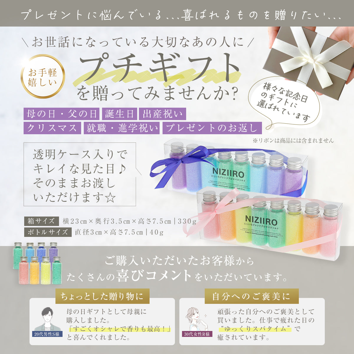 にじいろブレンドアロマバスソルト (HAPPY＆PASSION) 入浴剤 8本セット