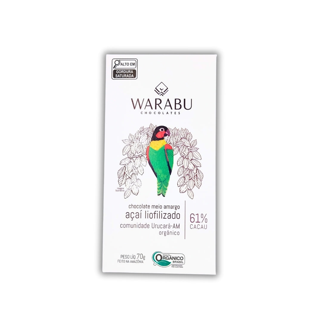 ビタースウィートチョコレートバー フリーズドライアサイー 61% | 70g｜WARABU CHOCOLATES（ワラブチョコレート）