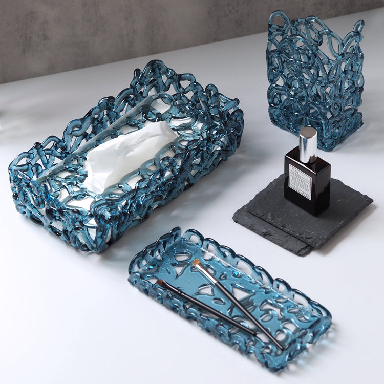 靄 -MOYA- ティッシュケース つゆくさ（ネイビー）｜ame（アメ）