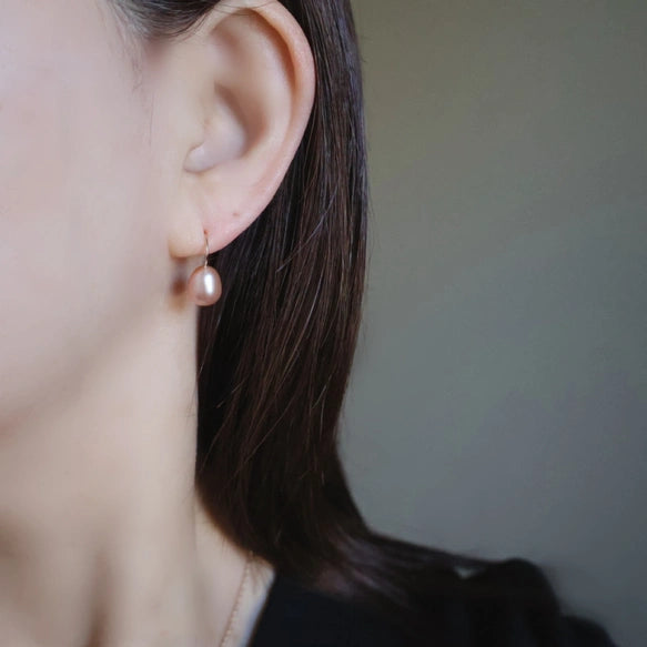天然色ピンクしずく淡水パールピアス／イヤリング｜SAKURA jewelry
