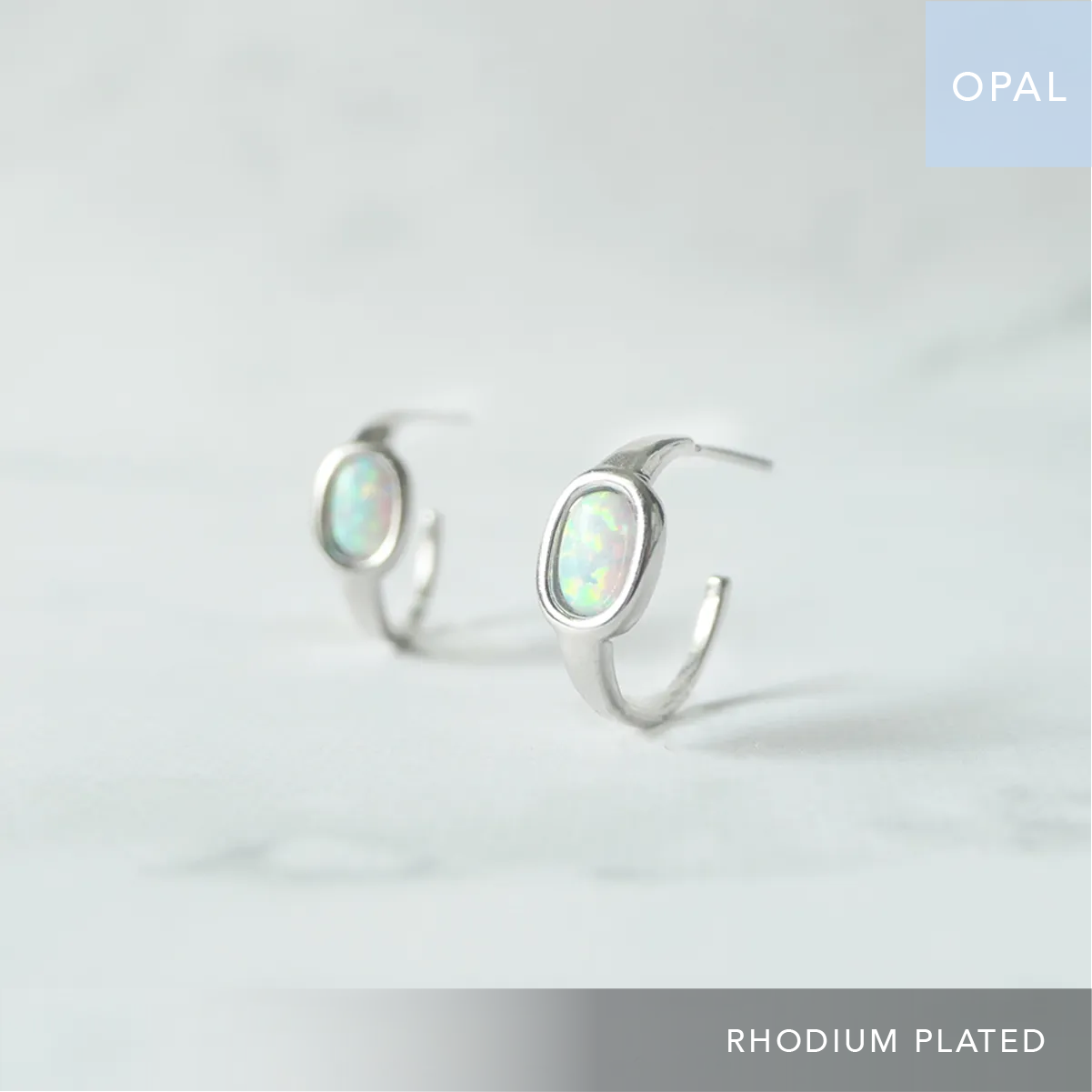 オパール フープ ピアス（シルバー925／ロジウムプレーティング）｜SMUK（スムーク）