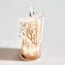 画像をギャラリービューアに読み込む, キラキラ煌めくLEDキャンドルが灯る 森のクリスマスリースアレンジ〜切り株付き ナチュラルインテリア 4点セット｜bouquet de muguet（ブーケ　ドゥ　ミュゲ）
