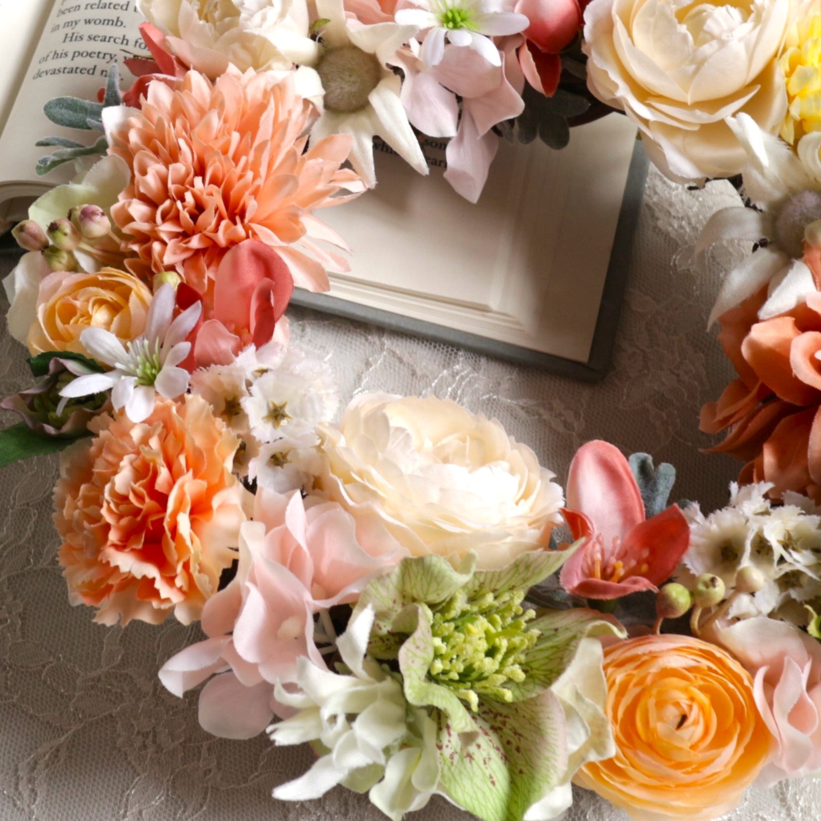 自然な色合いのフラワーリース＊Orange｜Luna et Lily（ルナエリリ