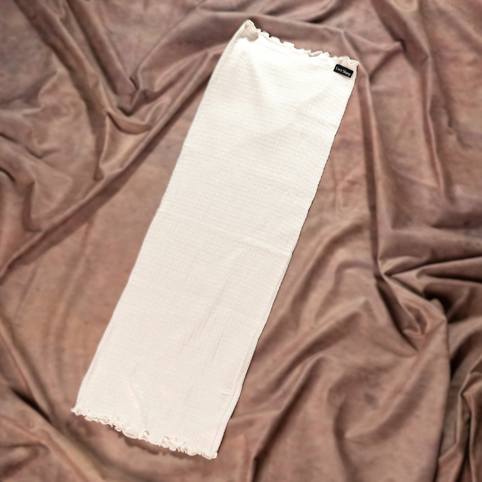 日本製 超極細シルク ロングベリーウォーマー(腹巻)　白｜Coco Sharqi Japan（ココシャルキ）