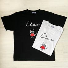 画像をギャラリービューアに読み込む, Tシャツ　“Ciao” 猫プリント　(ブラック)｜Atelier Kie（アトリエキエ）
