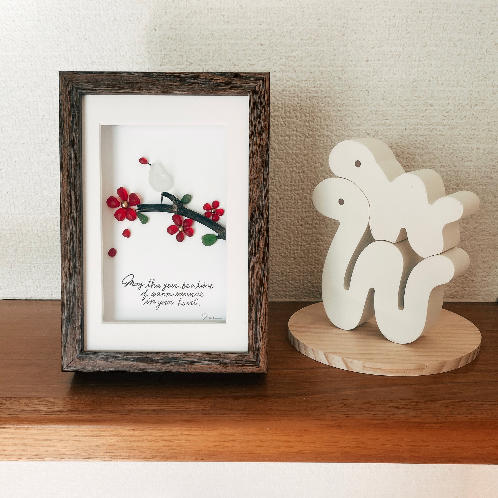 梅の花にぶらさがり 着物うさぎさんシーグラスアート お正月 冬 シーグラスアート ♡秋の夜長と桜ランプ♡ 桜 きのこランプ アートＬ判