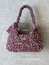 画像をギャラリービューアに読み込む, triangle denim fringe ribbon bag large shoulder ver. / red｜GONGON.crochet（ゴンゴンクロシェ）
