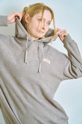 mucava 両面パイルロングフードワンピ　モカ茶｜mucava（ムカバ）