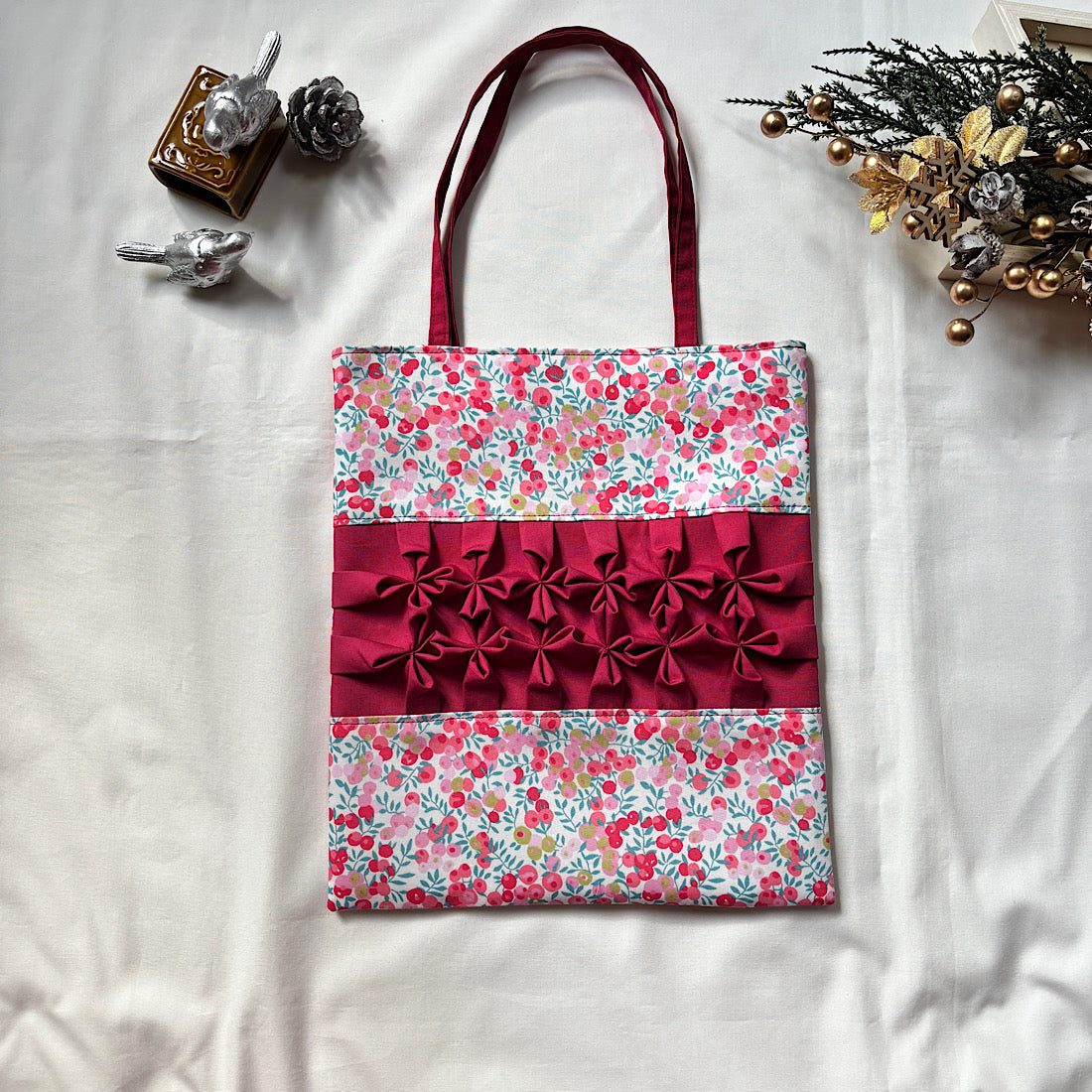 フラワーモチーフバッグ（赤）｜Nikomatch（ニコマッチ）