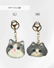 画像をギャラリービューアに読み込む, 存在感ある大きめ猫ストラップ（Lサイズ）｜手作り羊毛フェルト（白グレー）｜たろじろ
