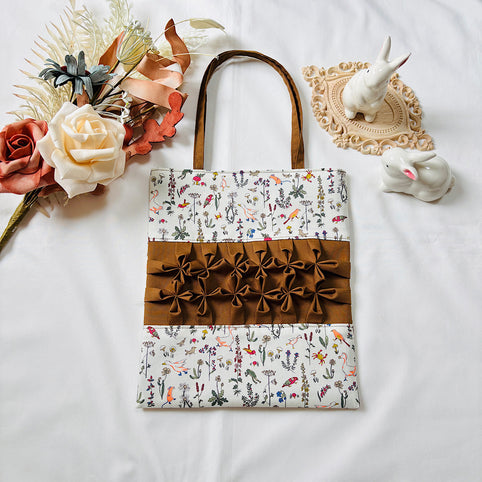 Nikomatch フラワーモチーフバッグ（茶）｜Nikomatch（ニコマッチ）