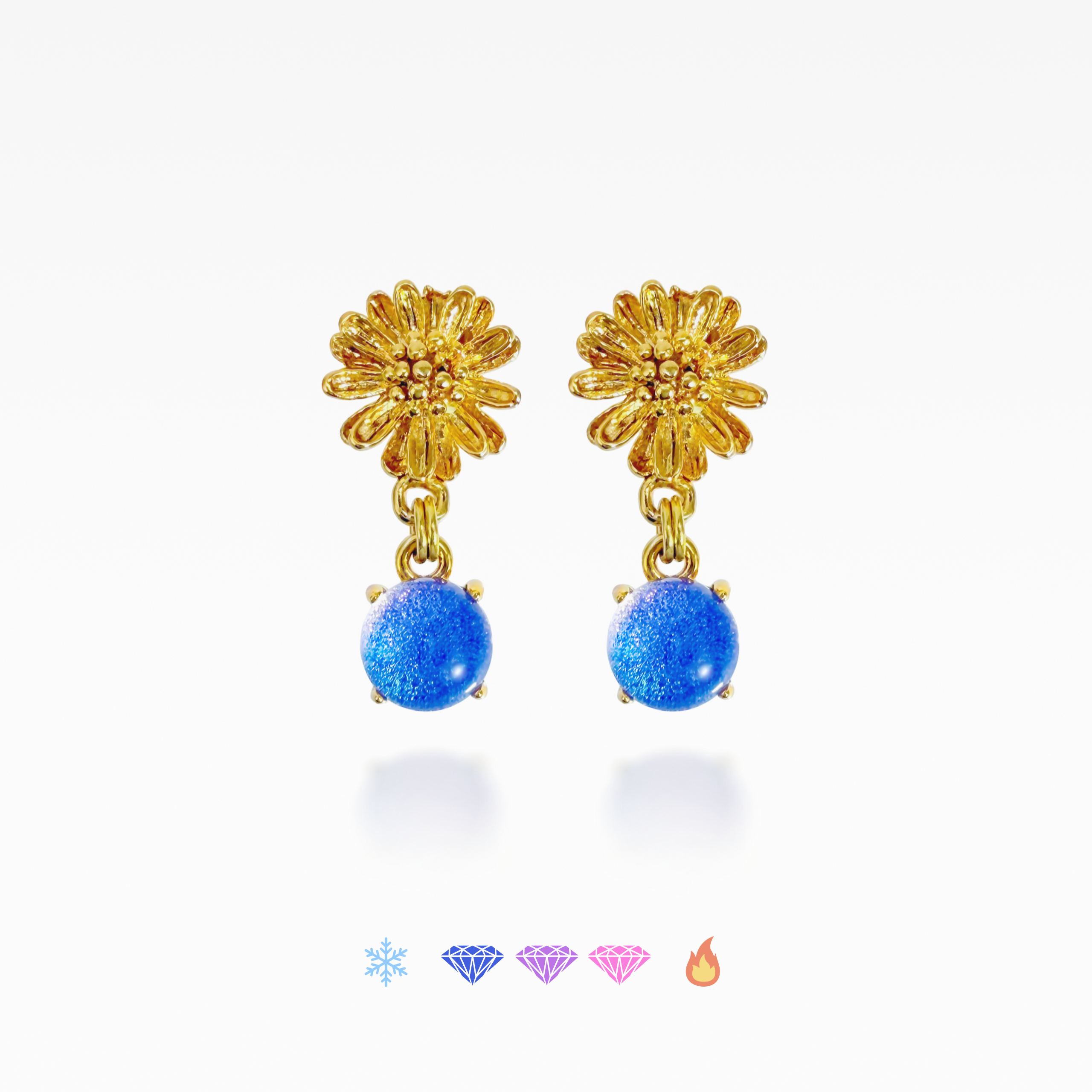 色が変わるピアス イヤリング アジサイ石「蜜色のマーガレット