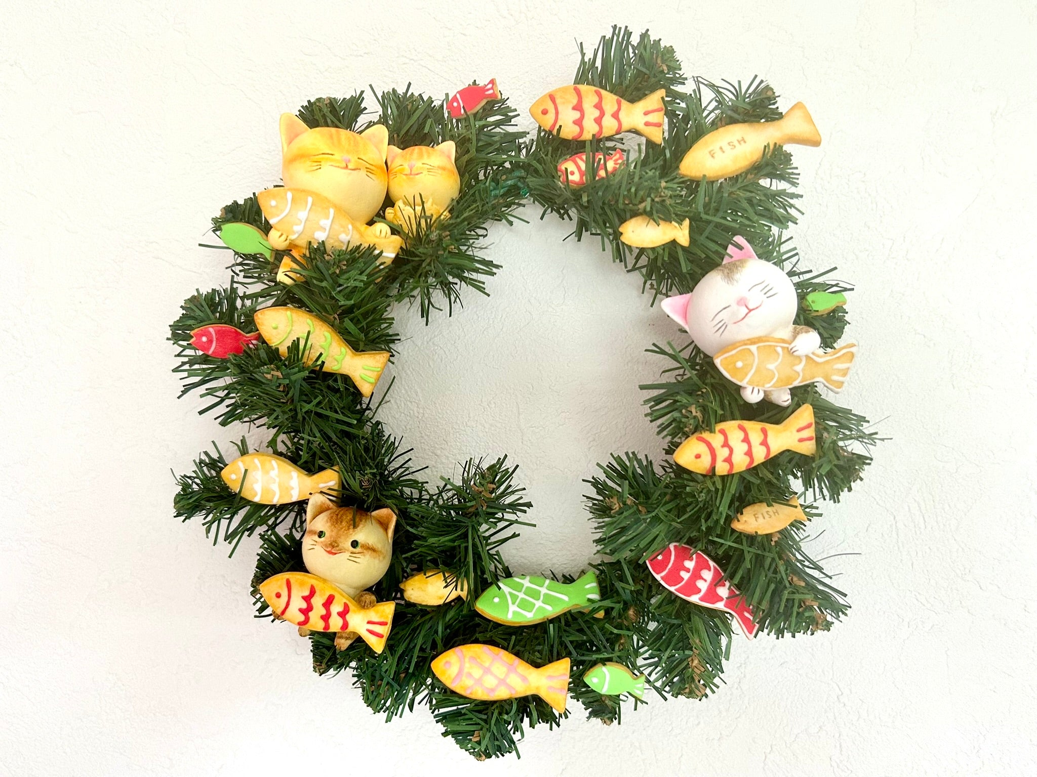 猫さんとお魚クッキークリスマスリース｜手ノヒラ堂（テノヒラドウ