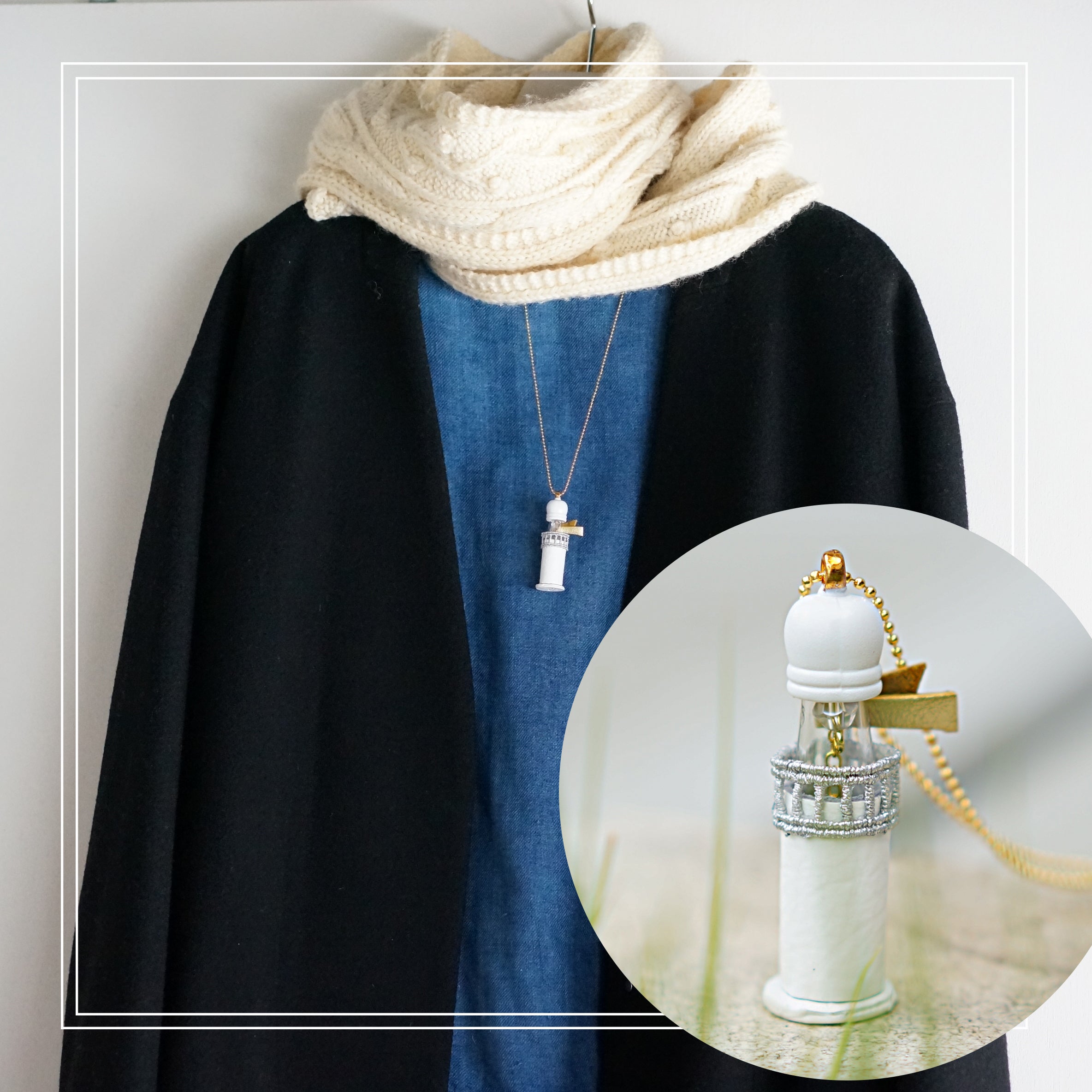 本革お守り灯台ペンダント | クリア | 大きめ | 冬マリン | 未来を照らすお守り | 合格祈願 | 受験 | 入学・進学祝い｜Des Ailes（デゼル）