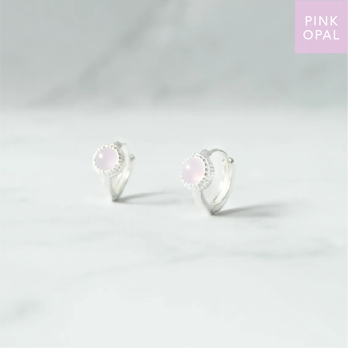 ピンクオパール・シルバー925ハギーピアス｜SMUK（スムーク）