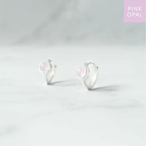 SMUK ピンクオパール・シルバー925ハギーピアス｜SMUK（スムーク）