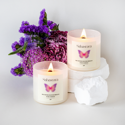 eight 【ウッド芯】第７チャクラキャンドル【CROWN】｜eight（エイト）