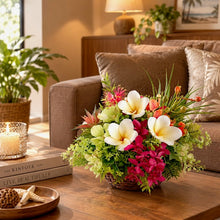 画像をギャラリービューアに読み込む, 南国の彩りプルメリアと南国グリーンのリゾートインテリアフラワー （アーティフィシャルフラワ・フェイクグリーン）｜bouquet de muguet（ブーケ　ドゥ　ミュゲ）
