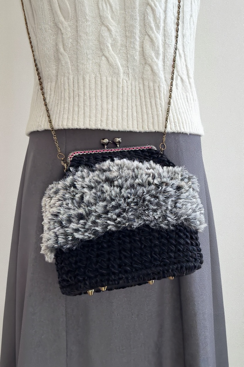 ふわふわファーのがま口チェーンバッグ｜M'S CROCHET（エムズ